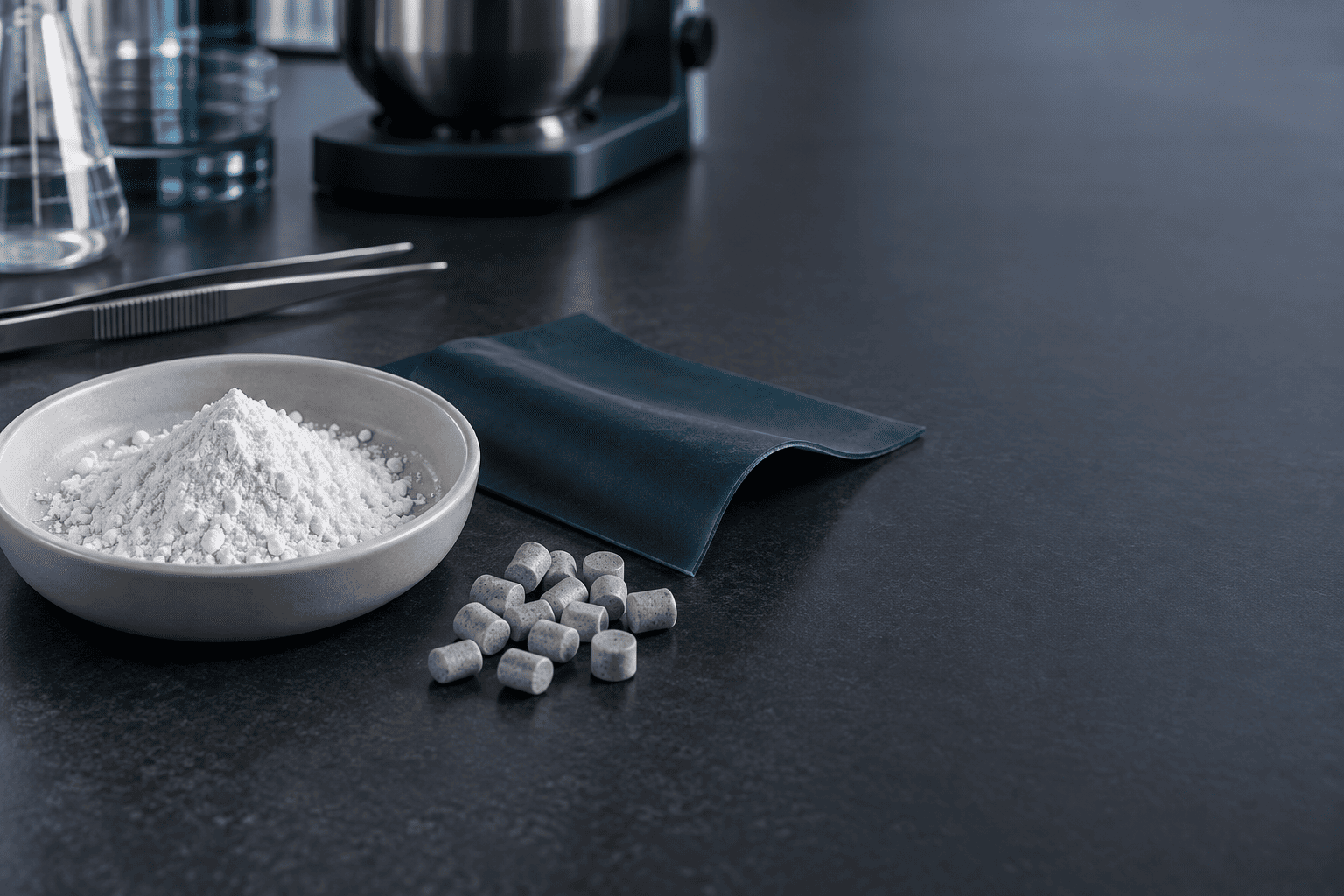 Polymer components, technical filament, recycled materials and composite samples presented as evaluation pathways